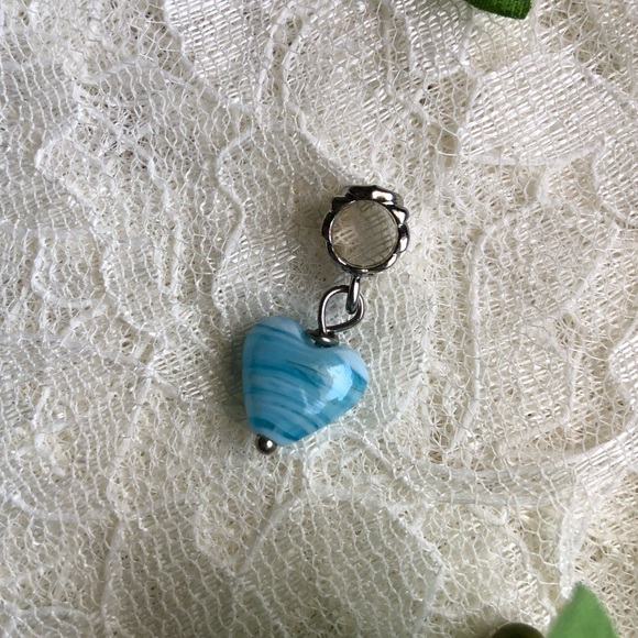 Vintage Lamp Work Glass; Blue Heart Charm - Picture 2 of 2